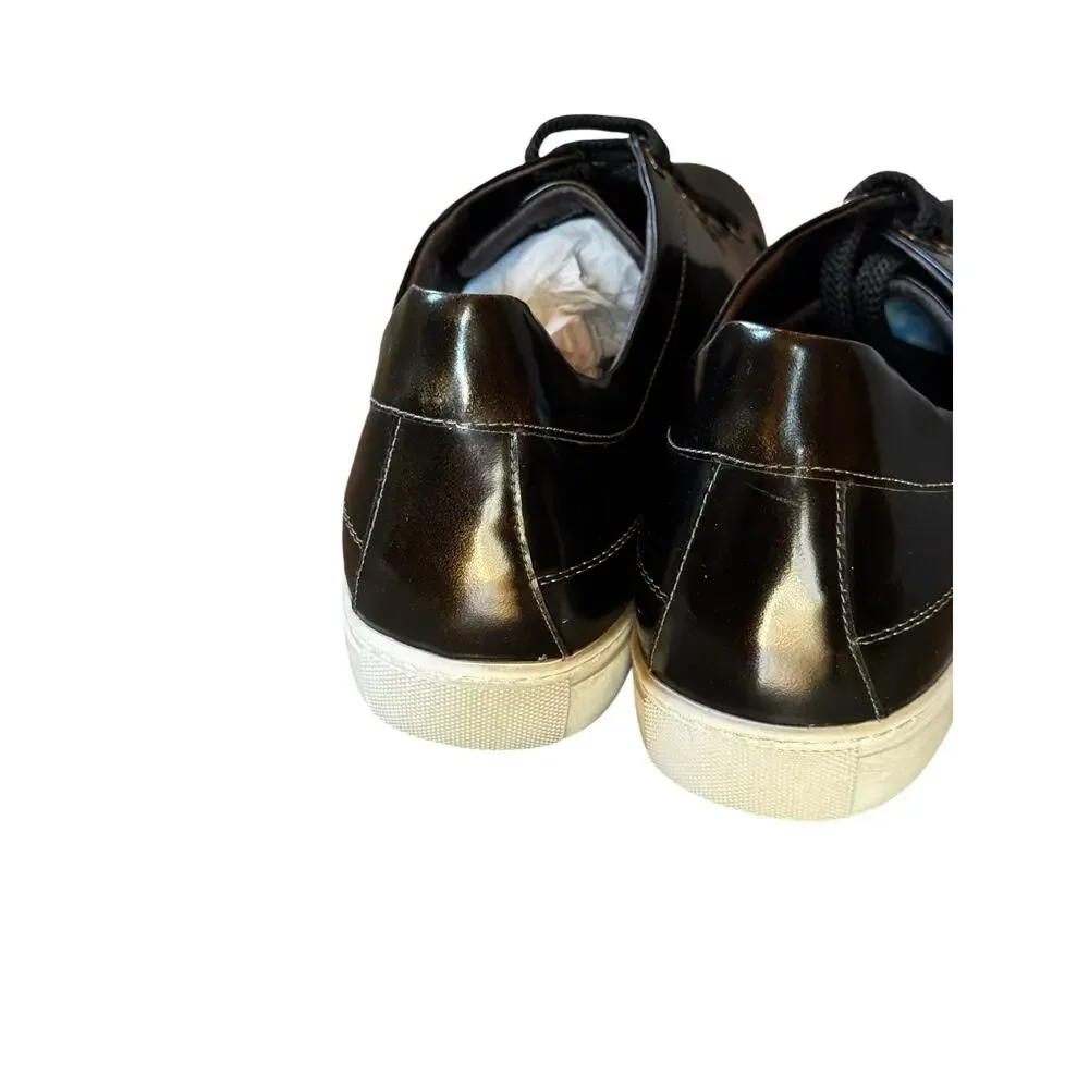 CHAMARIPA Men's Black Leather Elevator Height Increasing Sneakers Size 42